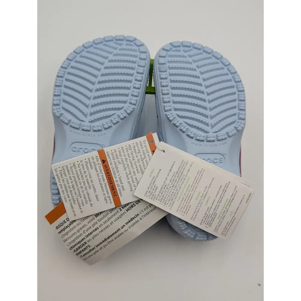 Crocs Kids Size C 10 Classic Light Up Star Light Clogs Slides Blue Frost NWT
